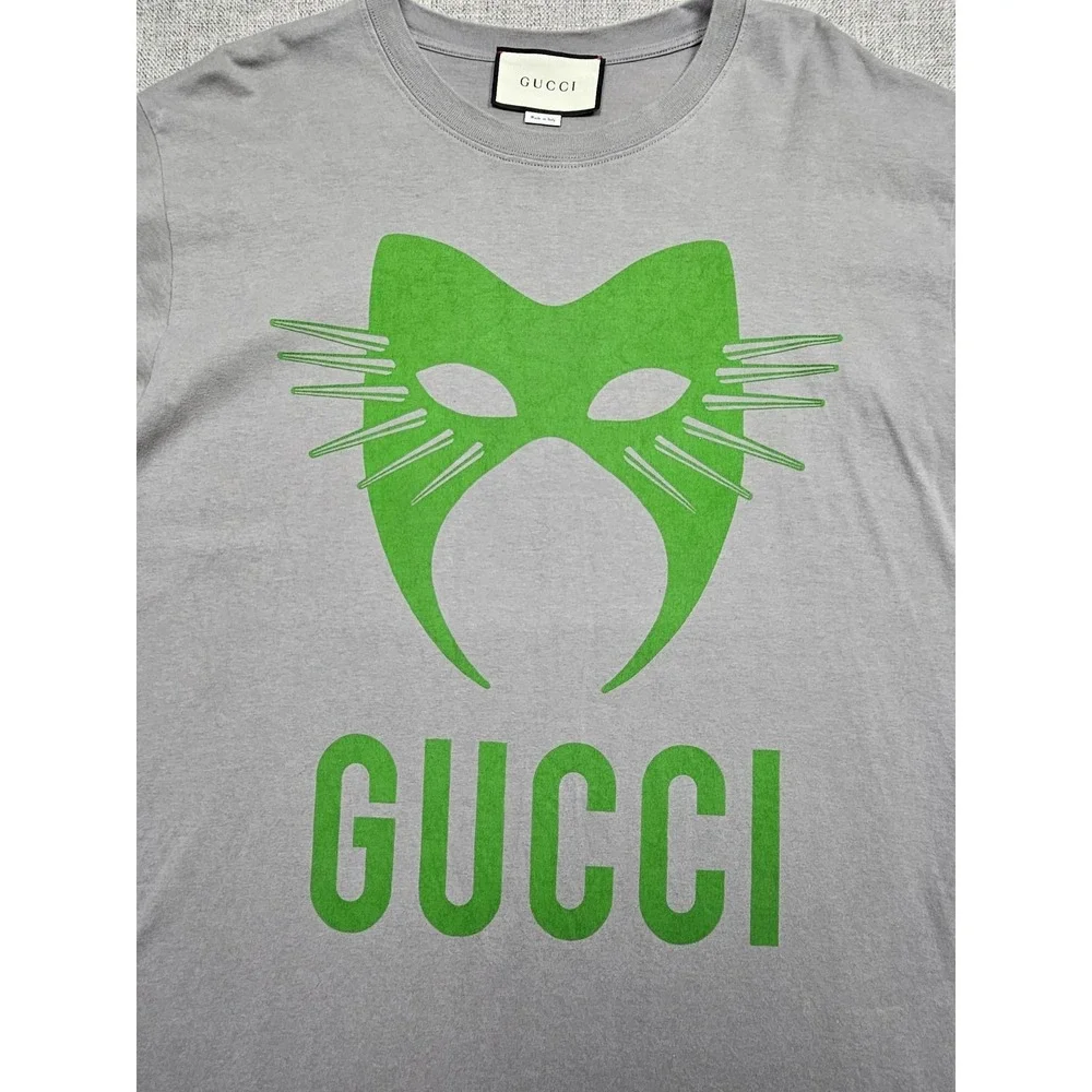 Gucci Shirt‎ Mens XL Gray Green Mask Manifesto Back Slogan Made In Italy